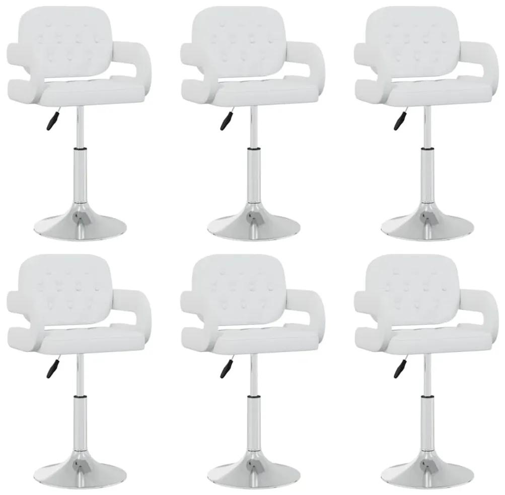 Καρέκλες Τραπεζαρίας Περιστρεφόμενες 6 τεμ. Λευκές Δερματίνη
