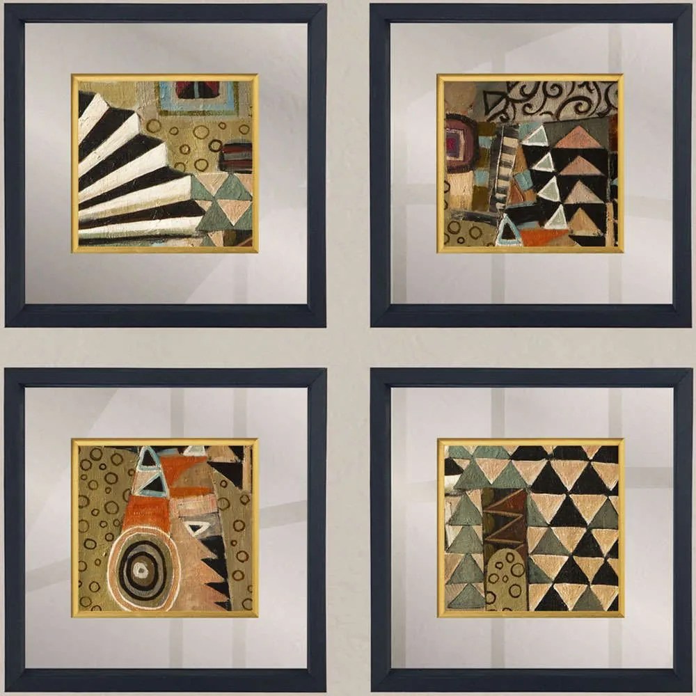 Κάδρα (Σετ 4Τμχ) 977ALP4112 32x32cm Multi Wallity Τετράγωνοι Wood, Glass