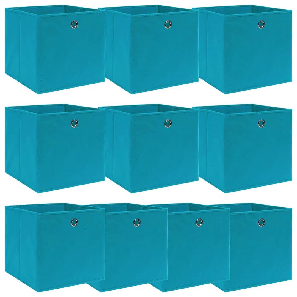 Κουτιά Αποθήκευσης 10 τεμ. Γαλάζια 32 x 32 x 32 εκ. Υφασμάτινα