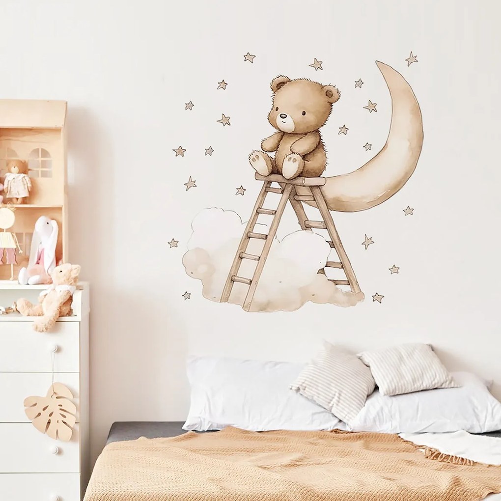 Παιδικά Αυτοκόλλητα Τοίχου Sipo Boho Teddy Bear On A Ladder SIP-WS63047