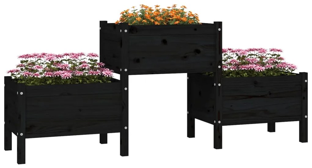 vidaXL Ζαρντινιέρα Μαύρη 178,5 x 44 x 75 εκ. από Μασίφ Ξύλο Πεύκου