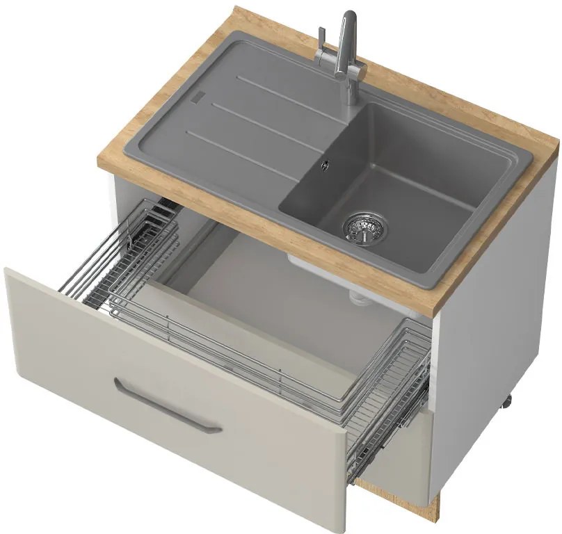 Επιδαπέδιο ντουλάπι νεροχύτη Modena R-90-2MZ-Λευκό - Γκρι ανοιχτό