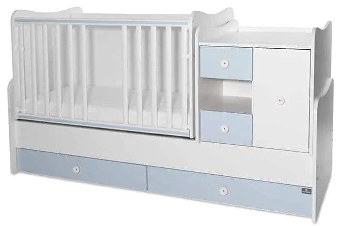 Πολυμορφικό βρεφικό κρεβάτι Mini Max  White + Baby Blue 10150500039A Lorelli