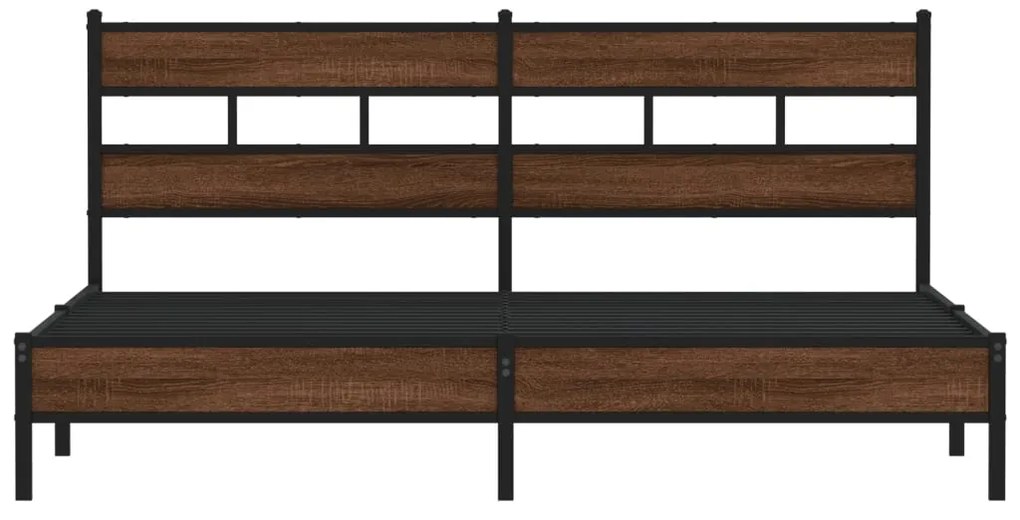 vidaXL Σκελετός Κρεβ. Χωρίς Στρώμα Καφέ Δρυς 180x200 εκ. Μεταλλικό