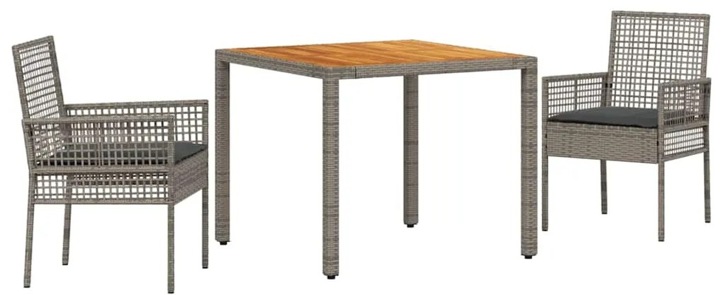 vidaXL Σέτ φαγητού για κήπο 3 pcs Γκρι συνθετικό ρατάν