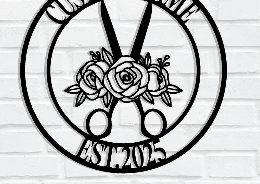 Σετ των 2 Intra απο ξύλο plywood 3mm-4mm πάχος - Custom Barber Shop Metal Wall Art Δίασταση 3600x3600 cm INTRAFABR-116474512