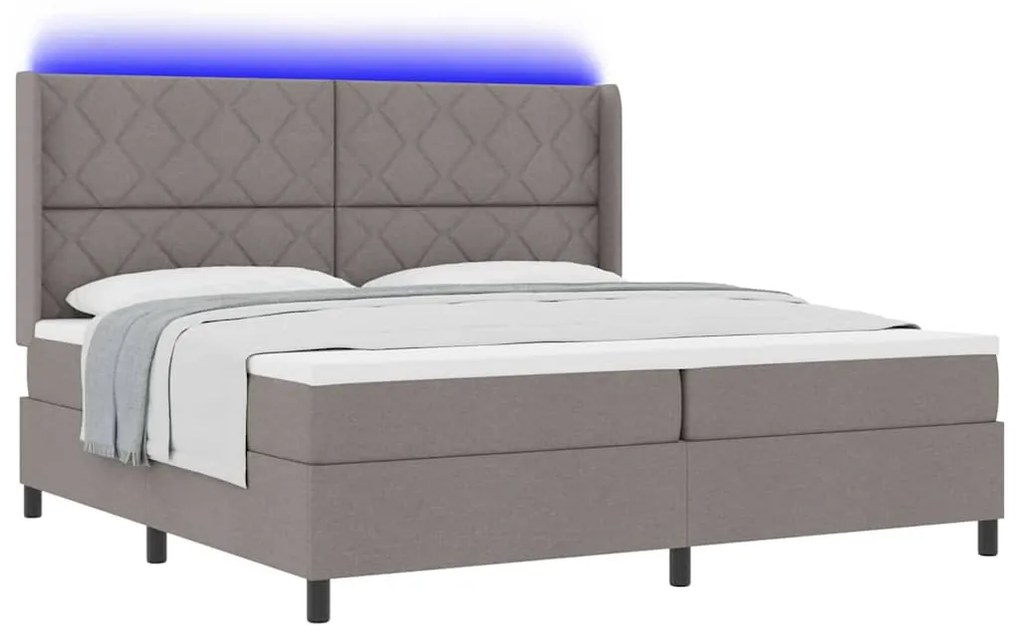vidaXL Κρεβάτι με ελατήρια με στρώμα Taupe 200 x 200 cm ύφασμα