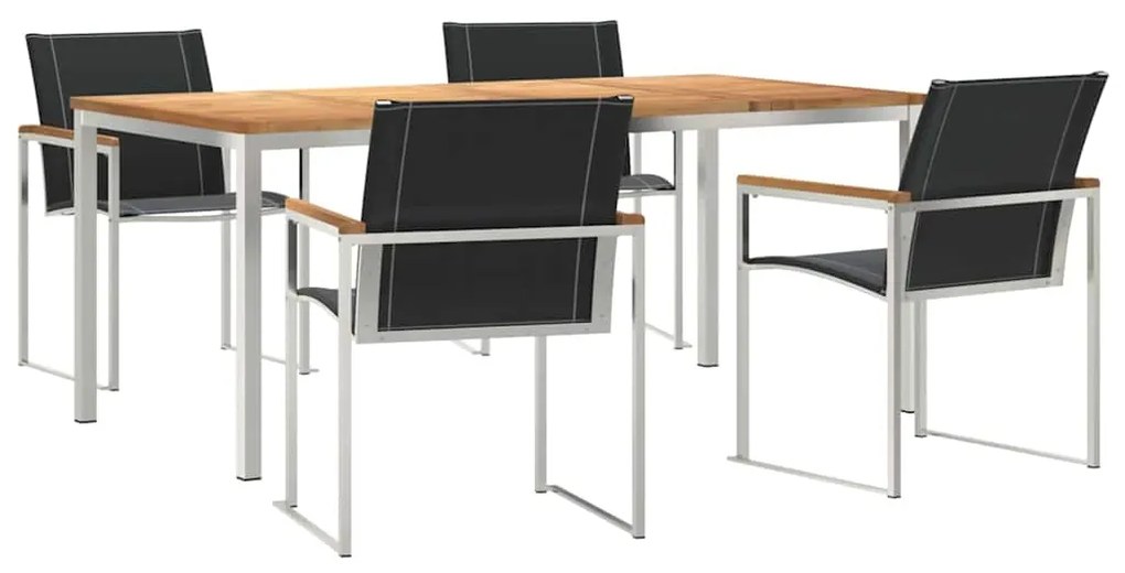 vidaXL Σέτ φαγητού για κήπο 5 pcs Καφέ Στερεό Ξύλο Ακακίας