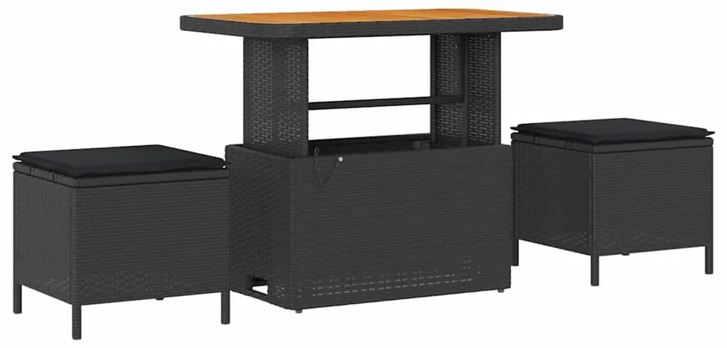 vidaXL 10 Τεμαχίων Σετ Καναπέ Κήπου με Μαξιλάρια σε Μαύρο ΠολυΡατάν