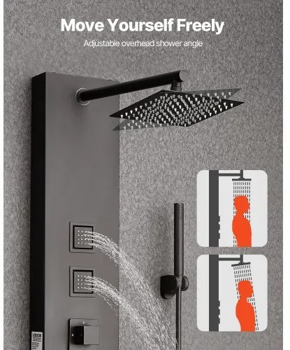 VEVOR Shower Panel Tower System Stainless Steel Column Rainfall Head Massage Jet