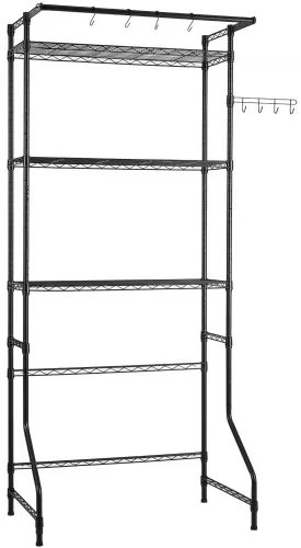 VEVOR Over Washer and Dryer Storage Shelf Single Row 3 Tiers Washer Rack Black