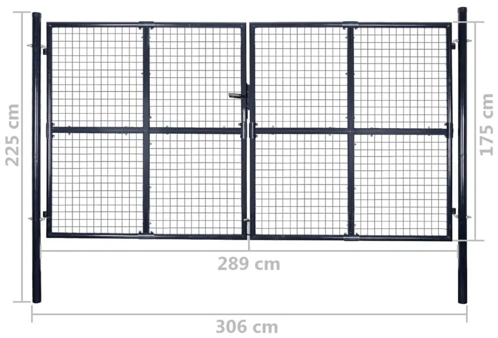 Πόρτα Περίφραξης με Πλέγμα Γκρι 289 x 175 εκ. Γαλβαν. Χάλυβας - Γκρι