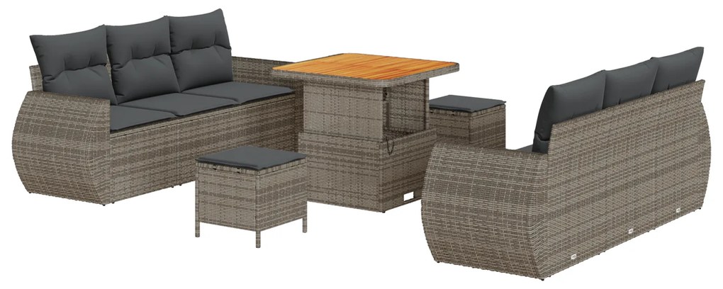 vidaXL Σετ Καναπέ Κήπου με μαξιλάρι 9 pcs Γκρι 80 x 80 x 71 cm