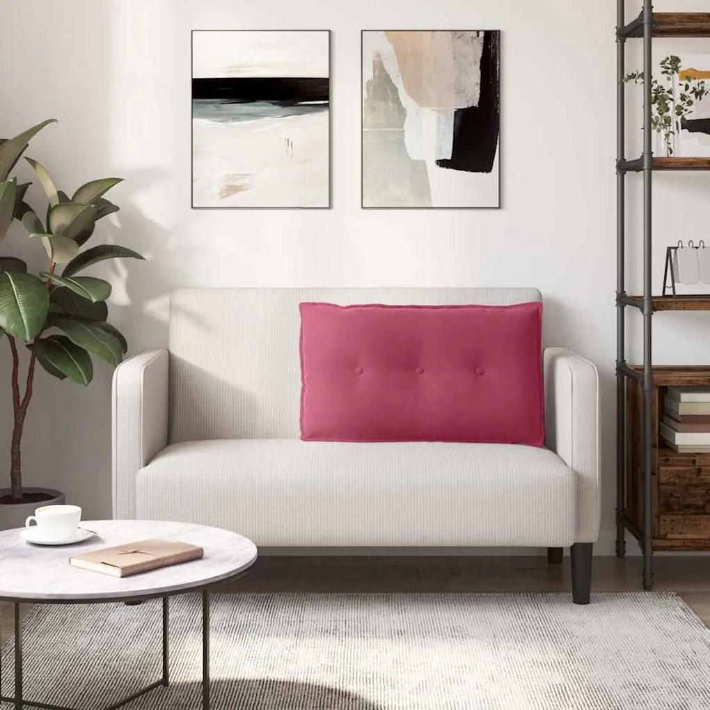 vidaXL Μαξιλάρι Πλάτης Κόκκινο 80 x 50 cm Υφασμάτινο Κορντουρά