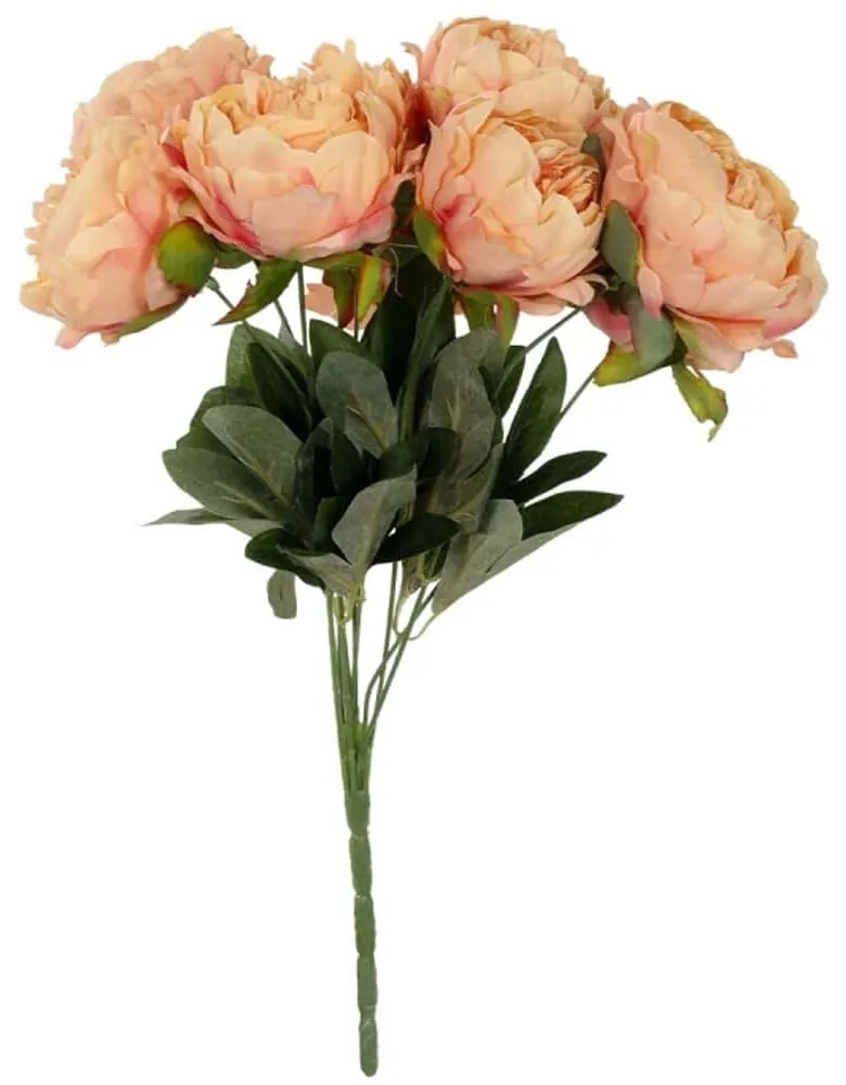 Τεχνητό Μπουκέτο Peony Flower 21297 35x23x46cm Orange GloboStar Πολυαιθυλένιο,Ύφασμα