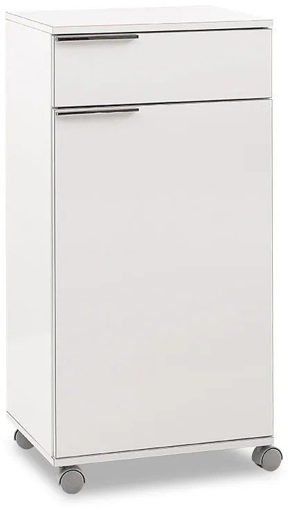 Ντουλάπι Chad pakoworld τροχήλατο με συρτάρι λευκό gloss 50x40x100εκ (1 τεμάχια)