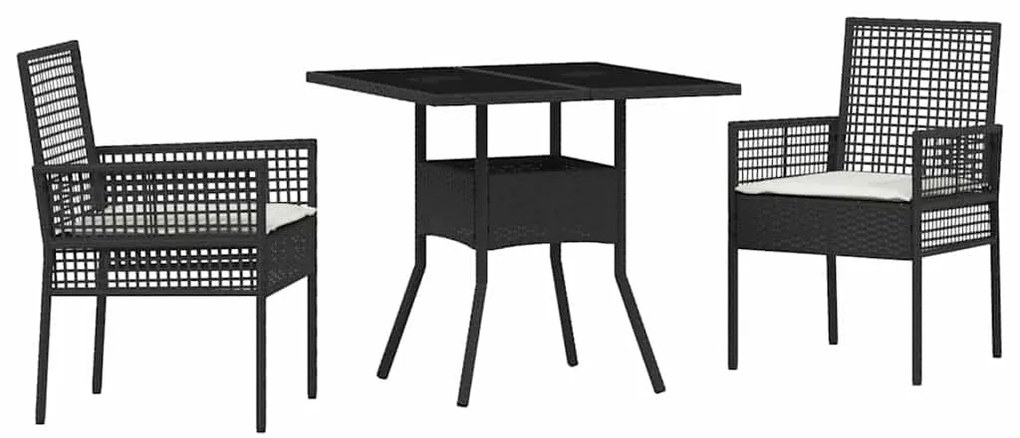 vidaXL Σέτ φαγητού για κήπο 3 pcs Μαύρο συνθετικό ρατάν