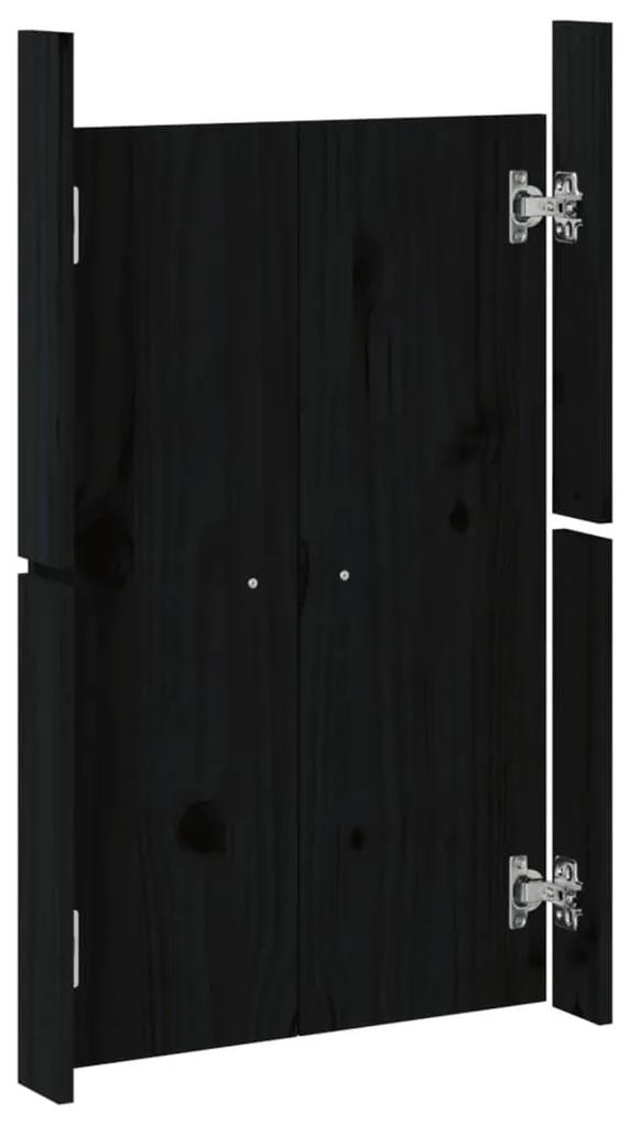 Πόρτες Κουζίνας Εξ. Χώρου 2 τεμ. Μαύρες 50x9x82 εκ. Μασίφ Πεύκο - Μαύρο