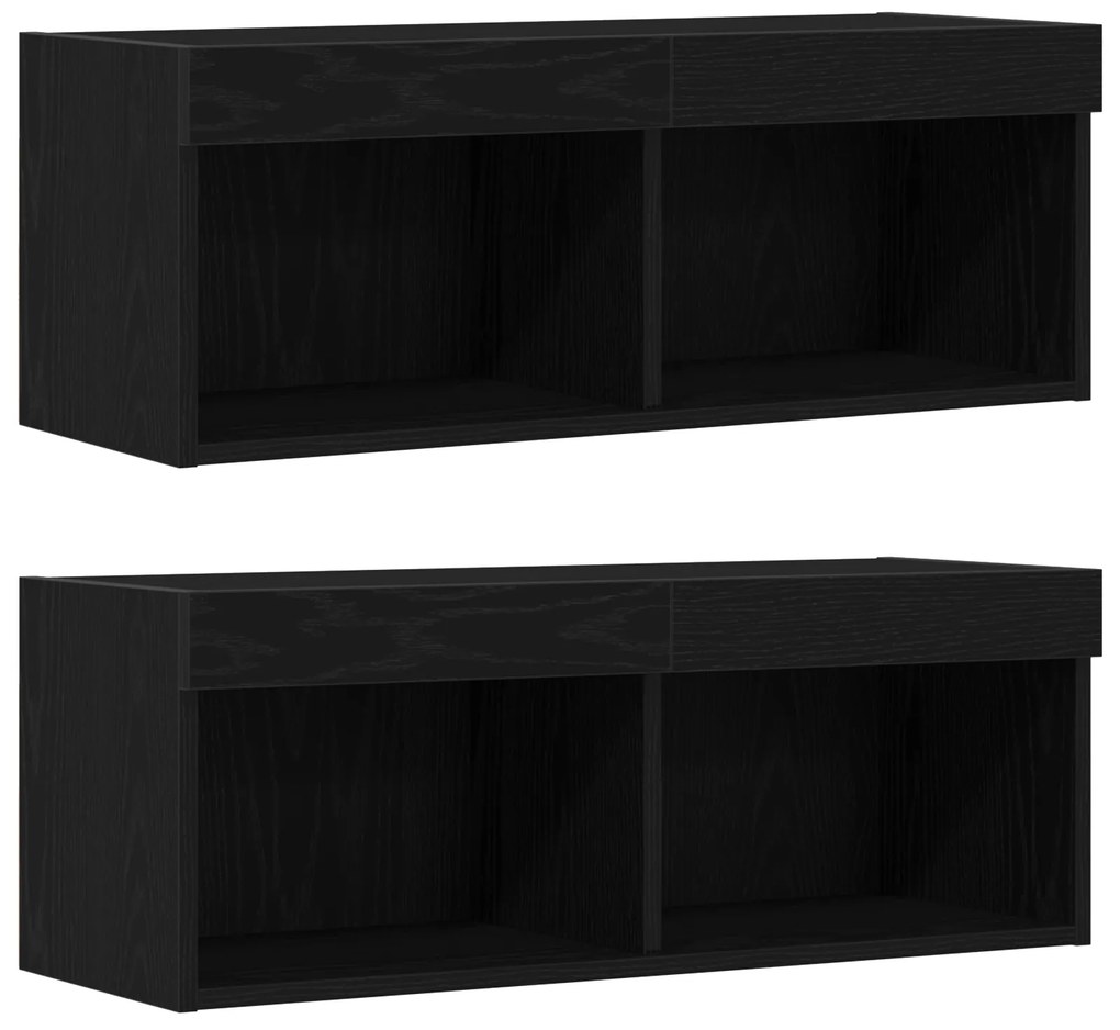 vidaXL Κρεμαστά ράφια 2 τμχ Μαύρη βελανιδιά 40x28,5x40 εκ. Ξύλο Επεξεργασμένης