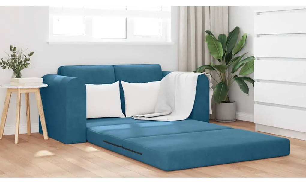 vidaXL Κρεβάτι καναπές Μπλε 148 x 71 x 83 εκ. Βελούδο