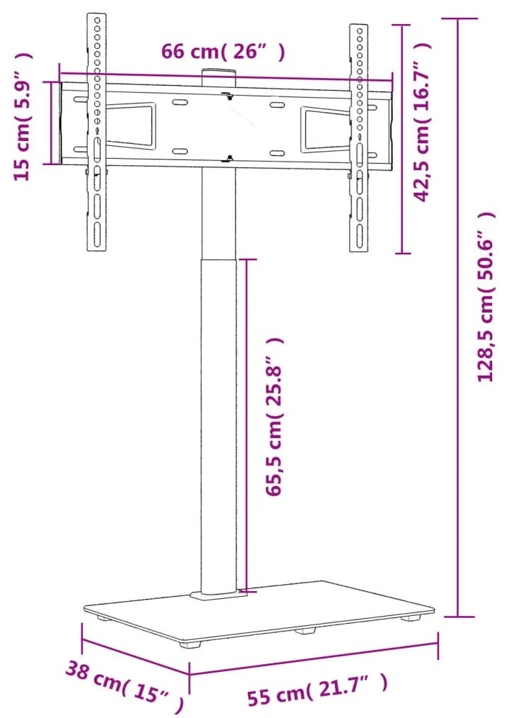 Βάση Τηλεόρασης Γωνιακή 1 Επιπέδου για 32-65 Ιντσών Μαύρη - Μαύρο