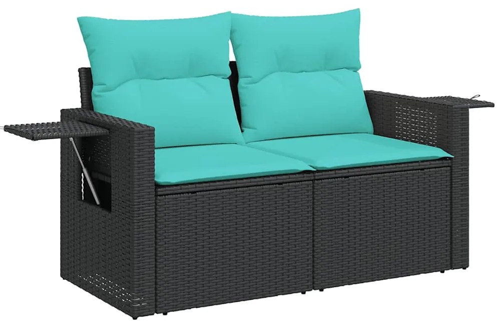 vidaXL Σαλόνι Κήπου 6 Τεμαχίων Γκρι Συνθετικό Ρατάν Μαξιλάρια Ακακία