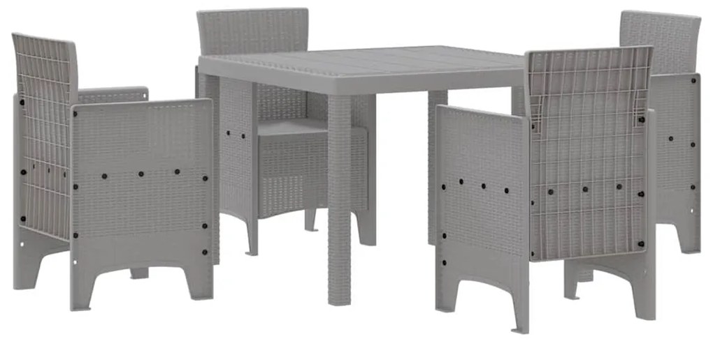 vidaXL Σέτ φαγητού για κήπο 5 pcs Ανοιχτό γκρι Rattan Polt