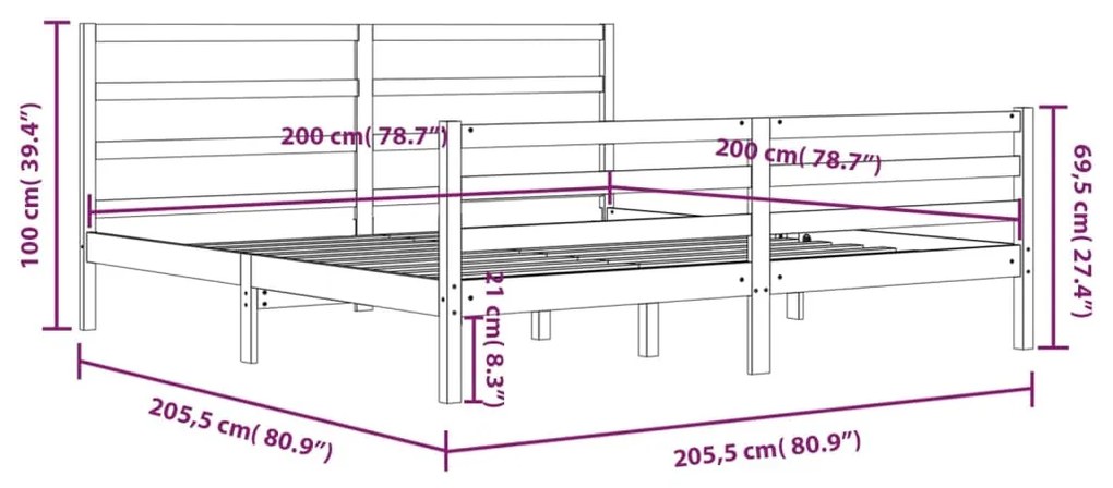 ΠΛΑΙΣΙΟ ΚΡΕΒΑΤΙΟΥ ΓΚΡΙ 200 X 200 ΕΚ. ΑΠΟ ΜΑΣΙΦ ΞΥΛΟ ΠΕΥΚΟΥ 3105028