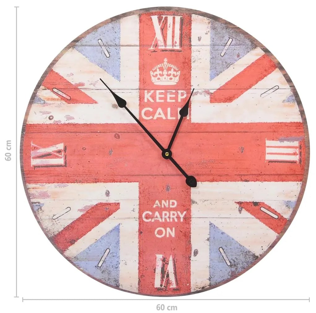 Ρολόι Τοίχου Vintage Ηνωμένο Βασίλειο 60 εκ. - Πολύχρωμο