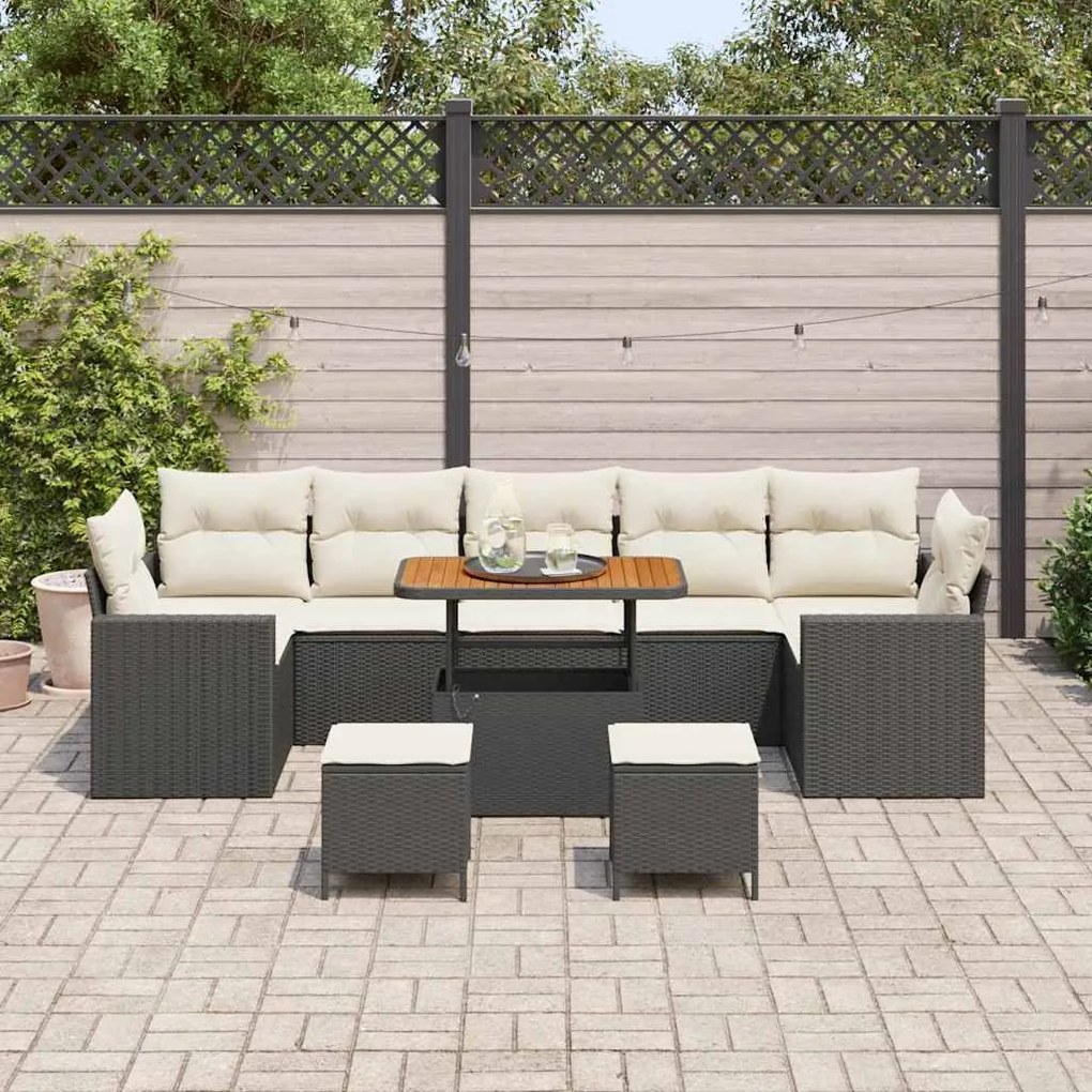vidaXL Σετ Καναπέ Κήπου 10 pcs Μαύρο συνθετικό ρατάν