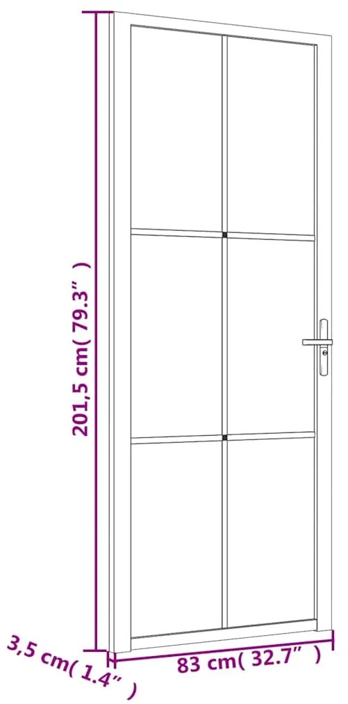 vidaXL Εσωτερική Πόρτα 83 x 201,5 εκ. Μαύρο Ματ Γυαλί και Αλουμίνιο