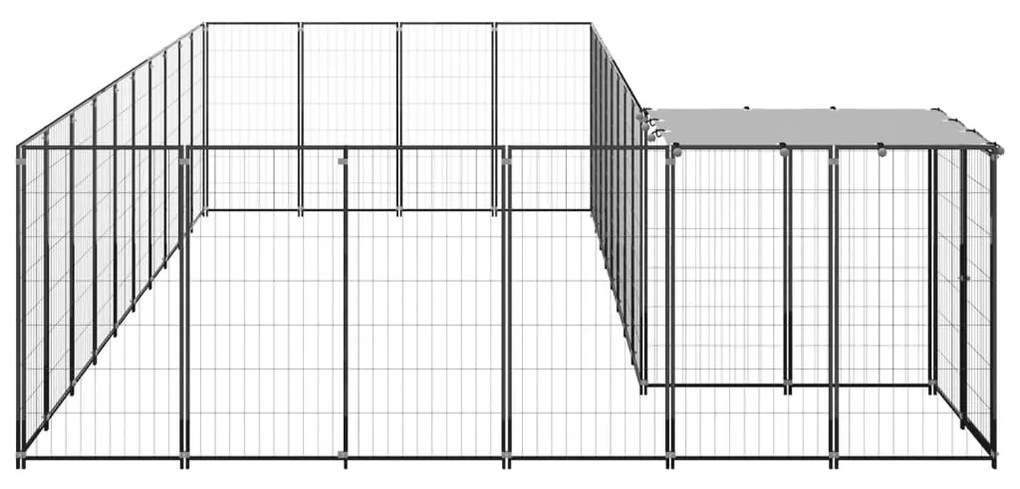 vidaXL Σπιτάκι Σκύλου Μαύρο 19,36 μ² Ατσάλινο