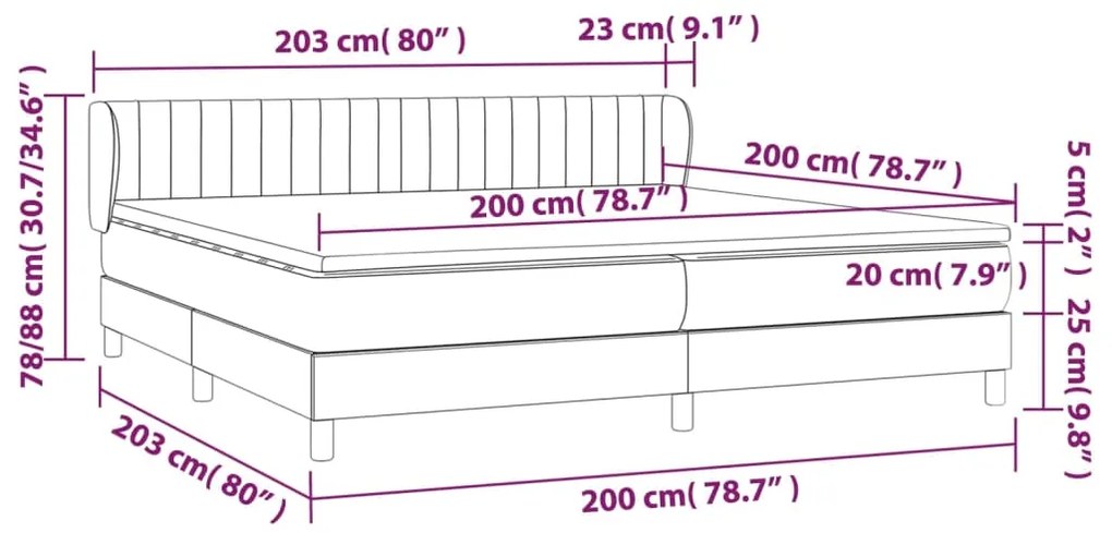 vidaXL Κρεβάτι Boxspring με Στρώμα Σκούρο Καφέ 200x200 εκ. Υφασμάτινο