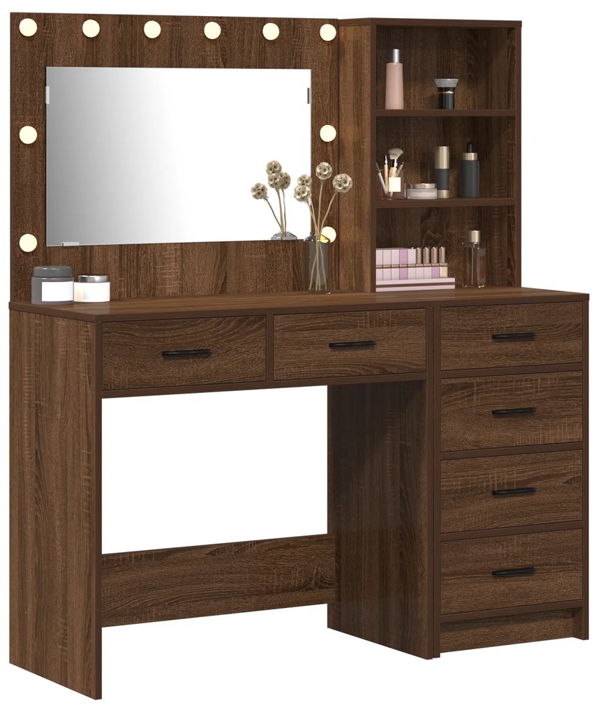 vidaXL Τραπέζι περιποίησης με συρτάρι 2 pcs Καφέ 78.5 x 41 x 135 εκ