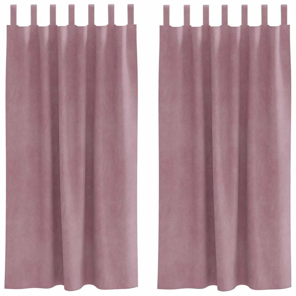 vidaXL Κουρτίνες με κουρτίνες 2 pcs Σκούρο Ροζ 140 x 175 cm Βελούδο