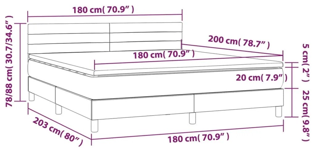 ΚΡΕΒΑΤΙ BOXSPRING ΜΕ ΣΤΡΩΜΑ &amp; LED ΑΝ.ΓΚΡΙ 180X200 ΕΚ ΥΦΑΣΜΑΤΙΝΟ 3133253