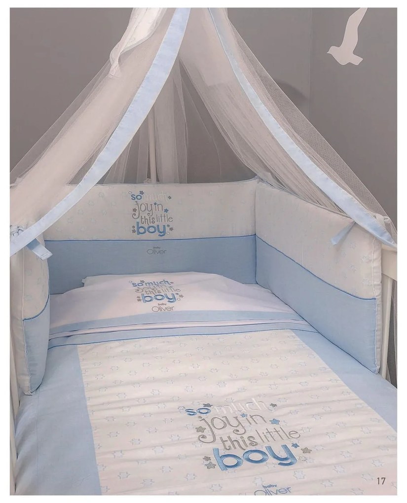 Βρεφικό Σετ Κούνιας 3τμχ Des.303 My Little Blue Joy Baby Oliver 100% Cotton