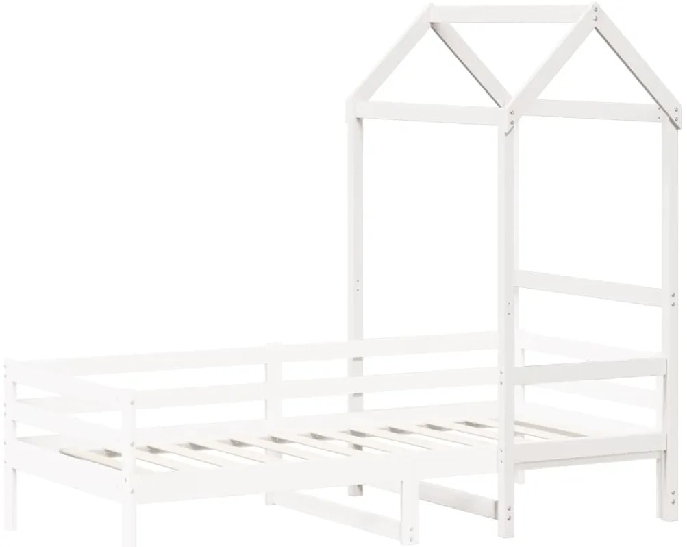 vidaXL Οροφή Κρεβατιού Παιδική Λευκό 98x70x176,5 εκ. Μασίφ Ξύλο Πεύκου