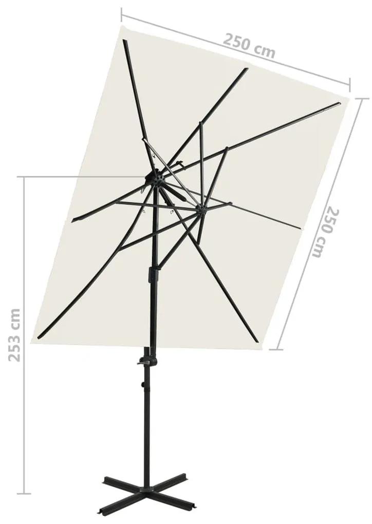 Ομπρέλα Κρεμαστή με Διπλή Οροφή Χρώμα Άμμου 250 x 250 εκ. - Μπεζ
