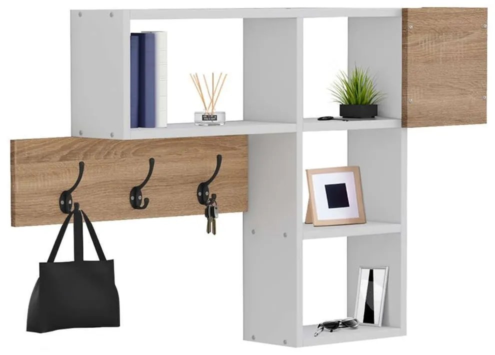 Κρεμάστρα Εισόδου Με Ράφια Harlan HM8973.12 99,5x15x61cm Sonoma-White Μελαμίνη
