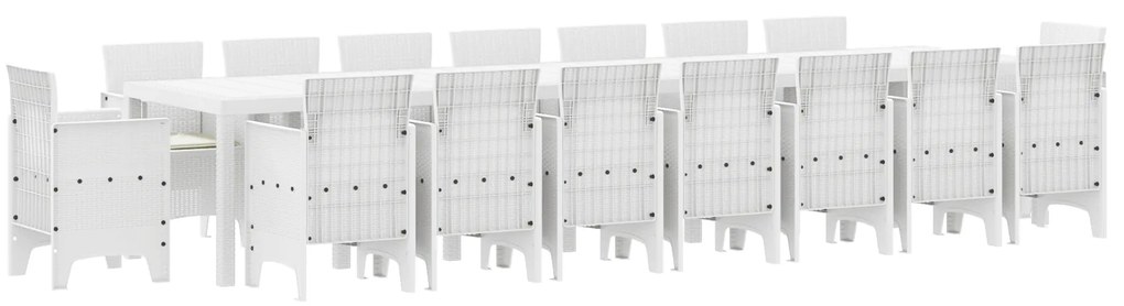 vidaXL Σετ Τραπεζαρίας Κήπου 17 pcs Λευκό Large Ψάθα / Μέταλλο