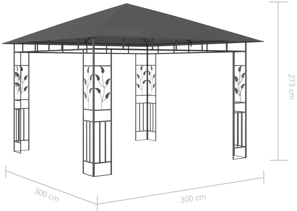 ΚΙΟΣΚΙ ΜΕ ΣΗΤΑ ΚΑΙ ΦΩΤΑΚΙΑ LED ΑΝΘΡΑΚΙ 3 X 3 X 2,73 Μ. 3070316