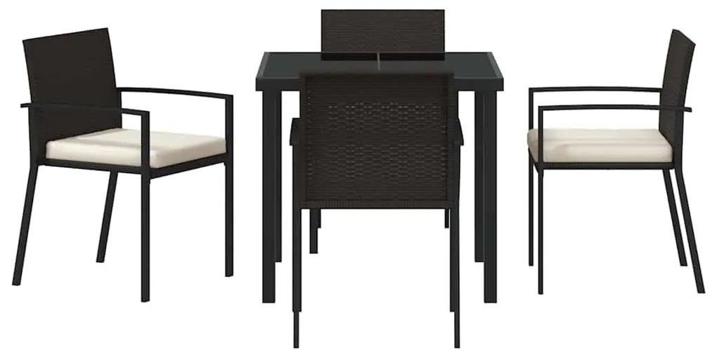 vidaXL Σέτ φαγητού για κήπο 5 pcs Μαύρο Χάλυβας με επίστρωση πούδρας