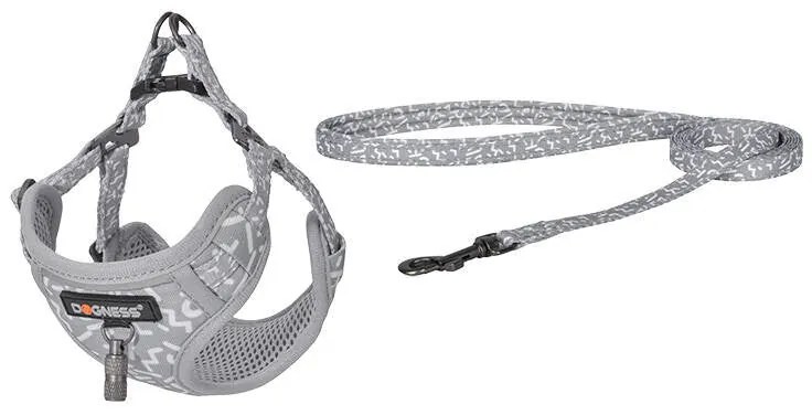 Dog set Dogness harness and leash (Light Grey)