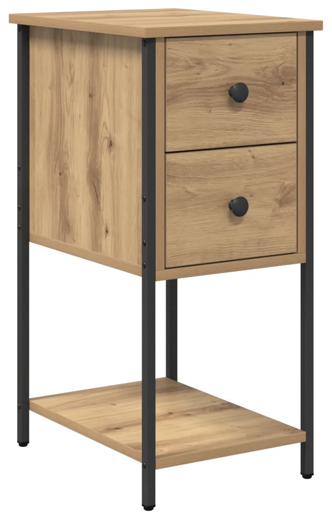 vidaXL Κομοδίνο με συρτάρι 2 pcs artisan δρυς 32 x 42 x 70 εκ