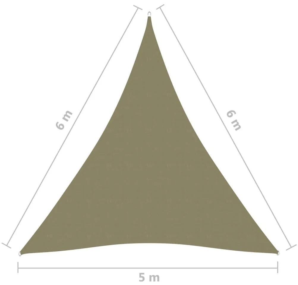Πανί Σκίασης Τρίγωνο Μπεζ 5 x 6 x 6 μ. από Ύφασμα Oxford - Μπεζ
