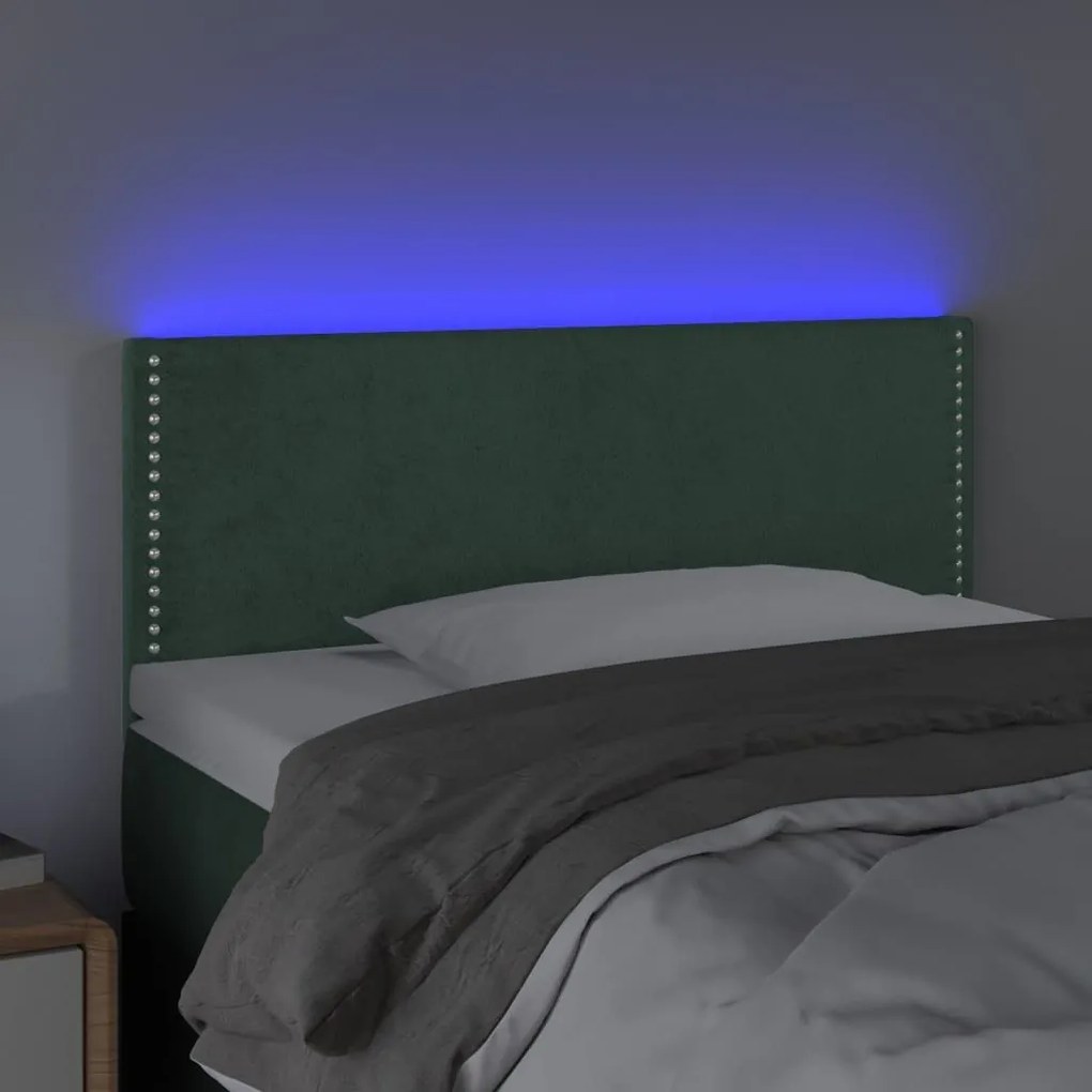 Κεφαλάρι Κρεβατιού LED Σκούρο Πράσινο 80x5x78/88 εκ. Βελούδινο - Πράσινο
