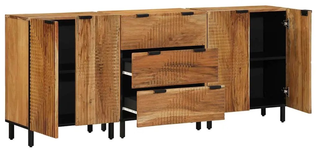 vidaXL Πλαϊνό Γραφείο 3 pcs Καφέ 60 x 33 x 75 cm Μασίφ ξύλο ακακίας