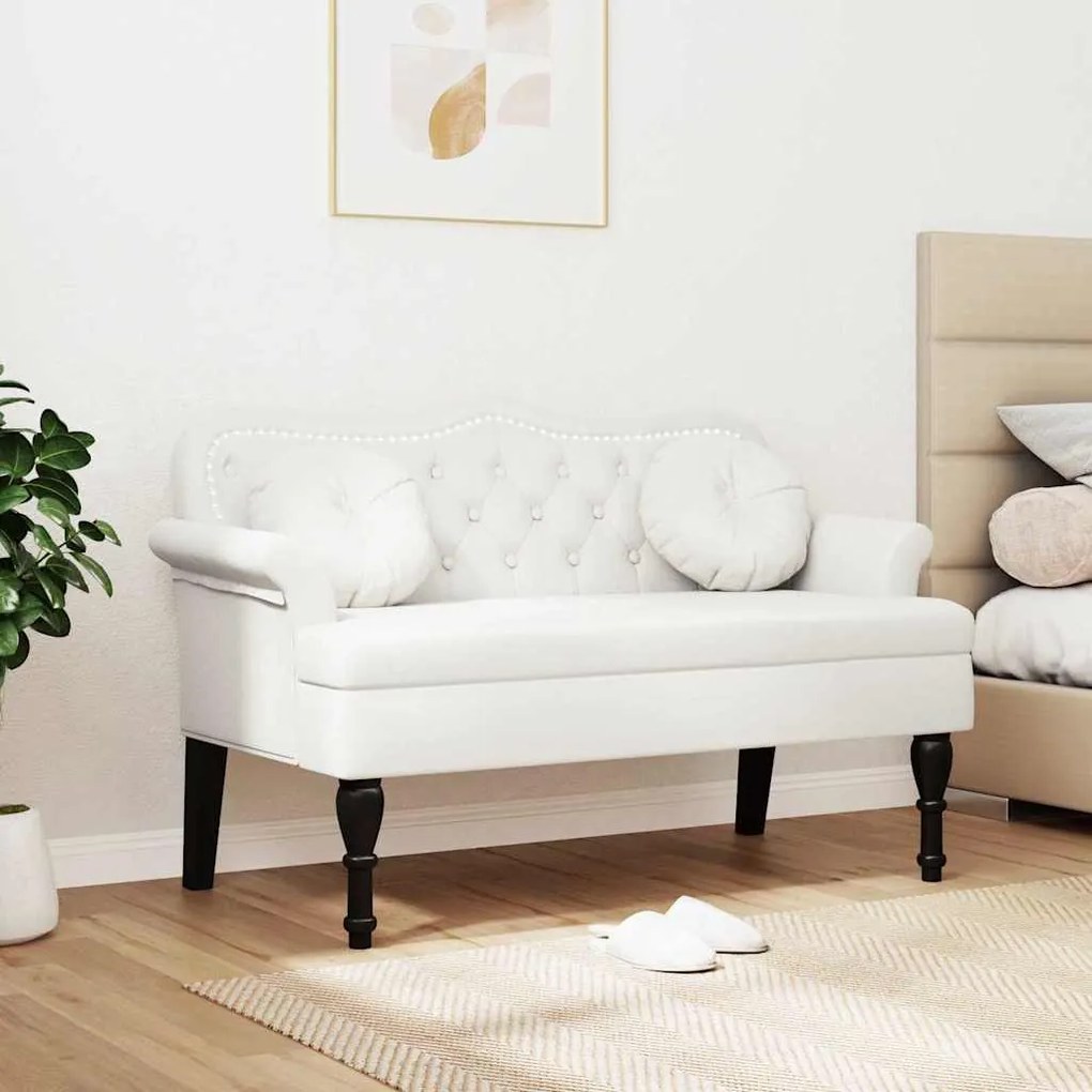 vidaXL Καναπές Chesterfield Λευκό 120,5 x 65 x 75 εκ. Τεχνητό Δέρμα