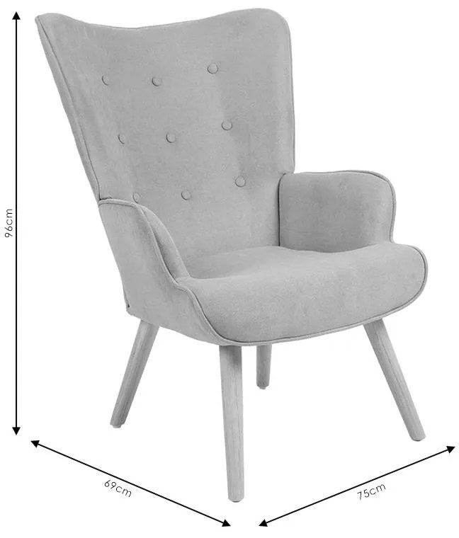 Πολυθρόνα Fluffy ύφασμα ανθρακί-φυσικό 75x69x96εκ 75x69x96 εκ.